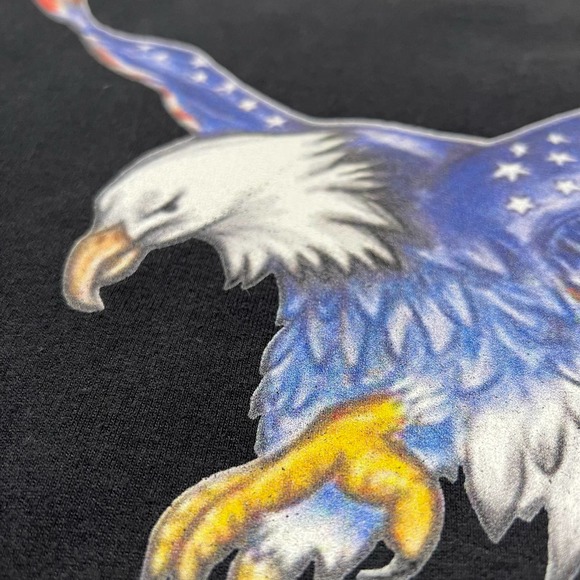 Vintage XL Black Bald Eagle USA Flag American Graphic Sweat Shirt Red White Blue - Picture 5 of 10